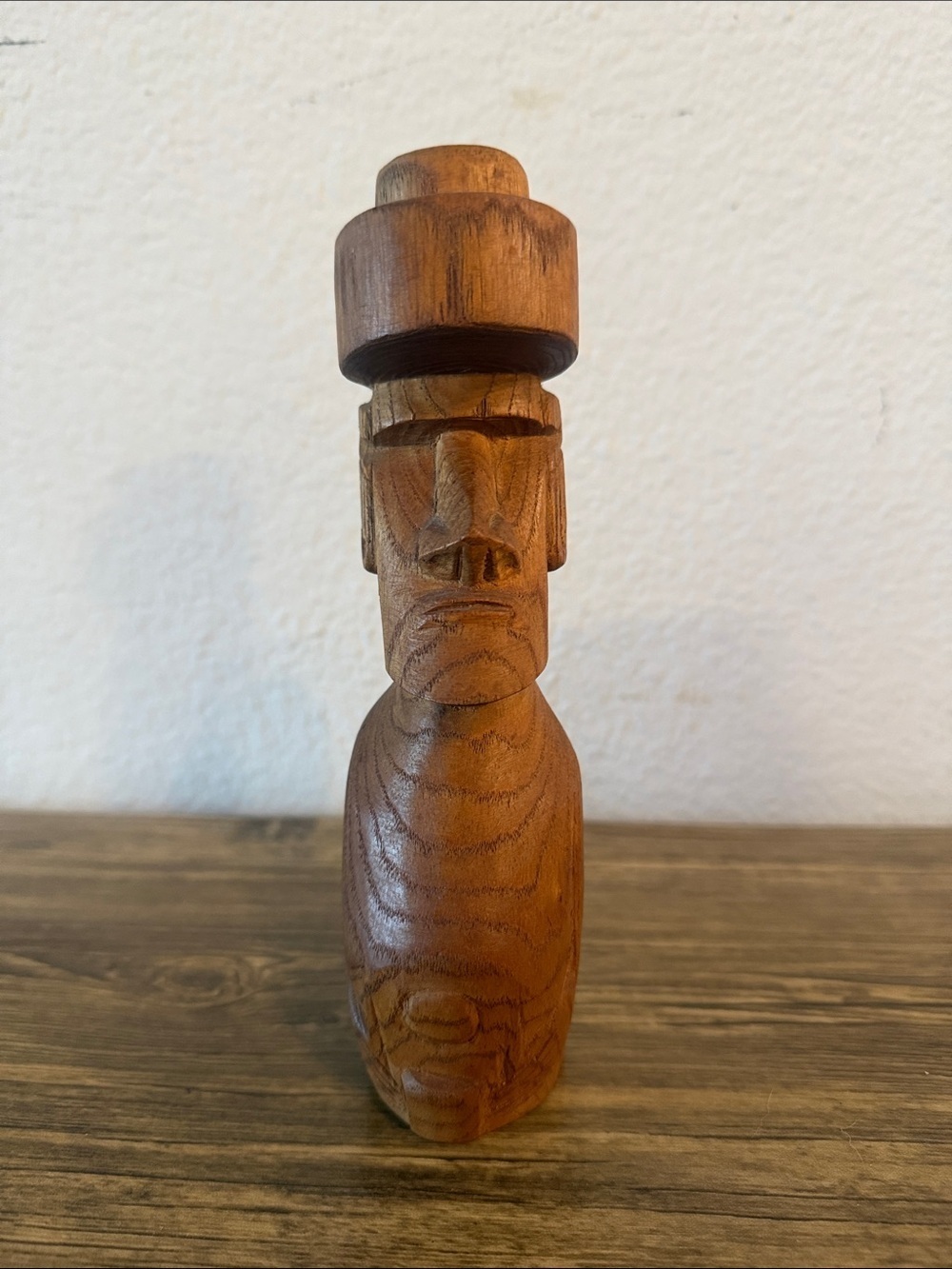 Hand-Carved Wooden Figure Sculpture - Rustic Brown